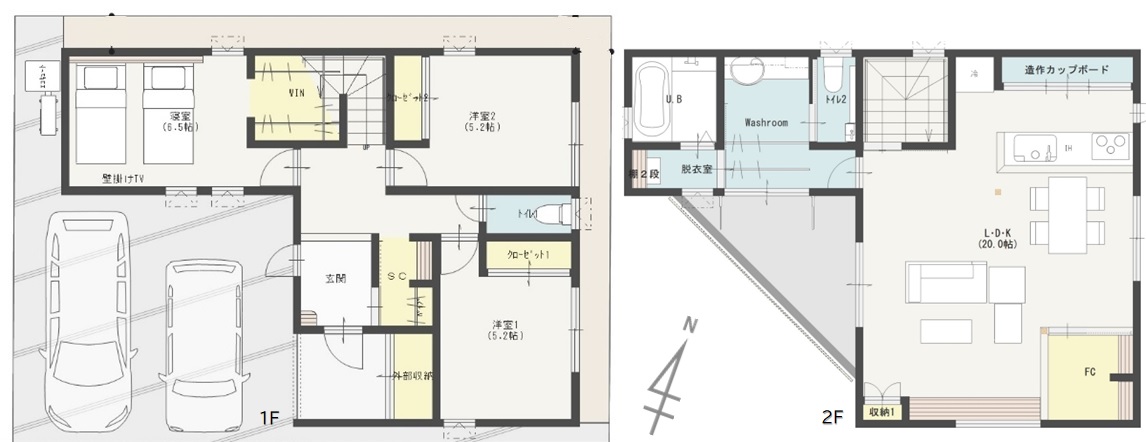 新潟の建売住宅tooneHOUSE（トーンハウス）の山二ツ物件間取り図